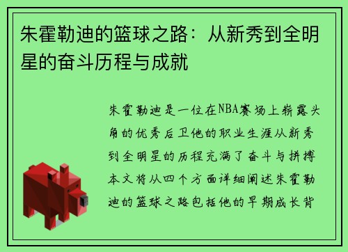 朱霍勒迪的篮球之路：从新秀到全明星的奋斗历程与成就